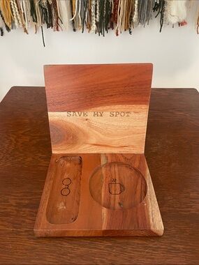 Wood Desk Organizer Holder "Save My Spot" - Natural Wood